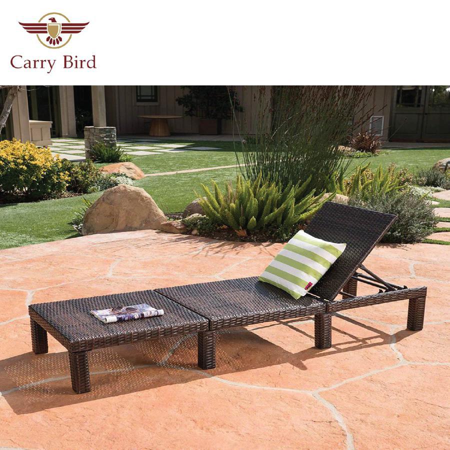 Outdoor Multibrown Wicker Chaise Lounge Without Cushion