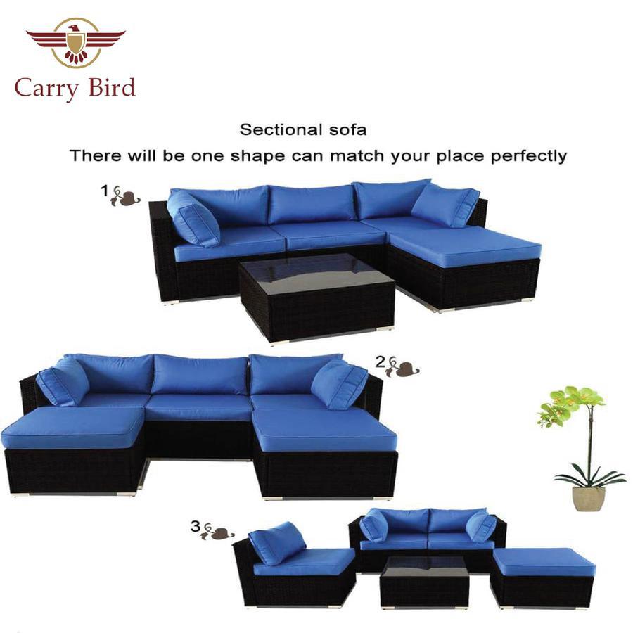 Carry Bird -Exclusive 5 seater + Center table Patio Furniture Sets All-Weather Outdoor Sofa Manual Weaving Wicker set