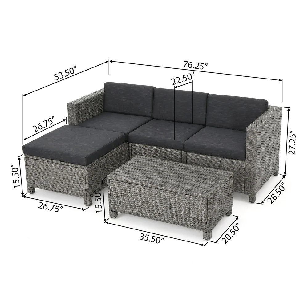 Carry Bird - Grober Grey Patio sofa set (3+Puffy+Center table)