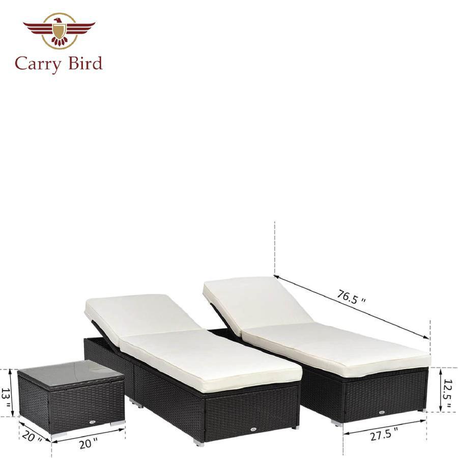 Carry Bird - Luxury 6 Position Adjustable Outdoor PE Rattan Wicker Chaise Patio Lounge Chair