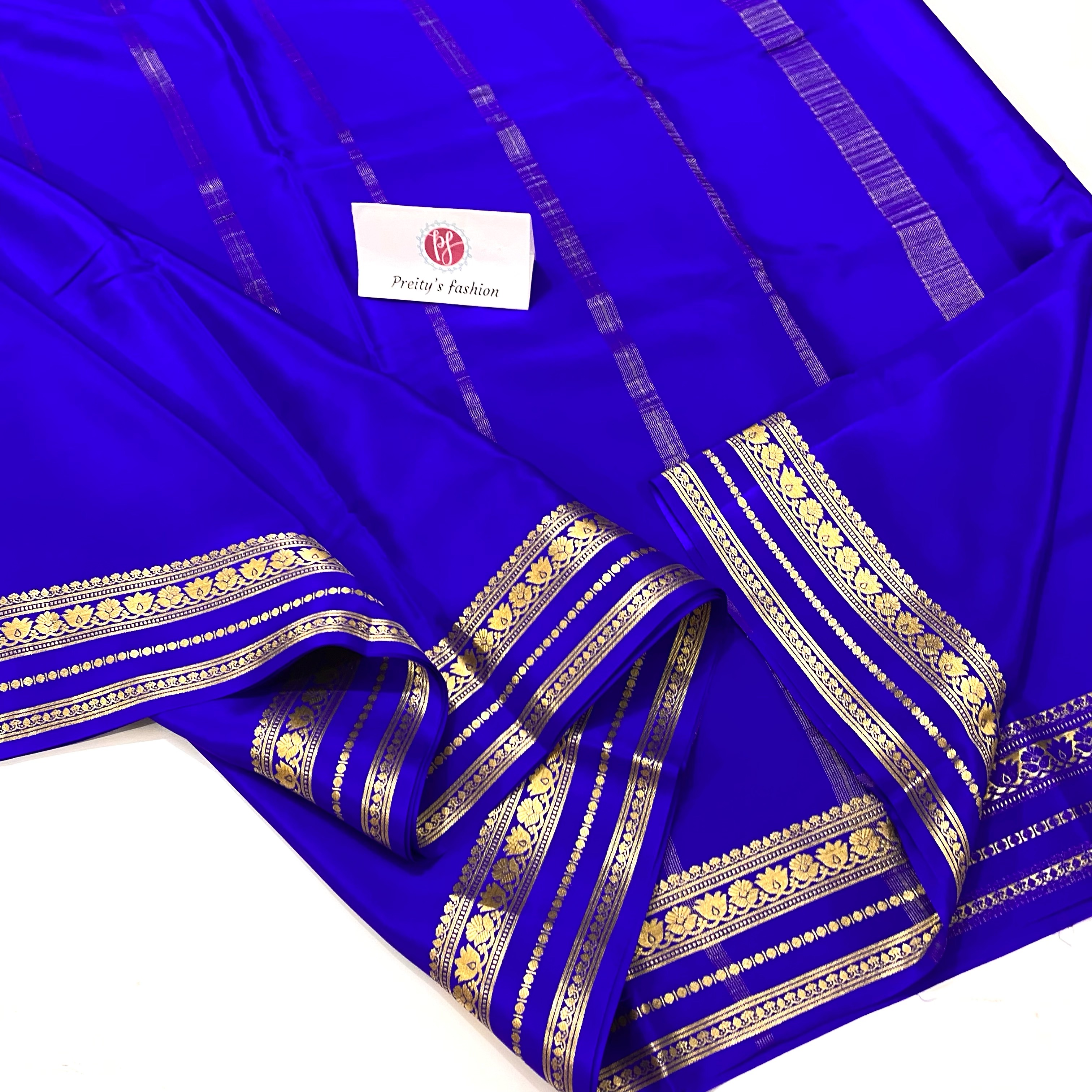 Royal Bue Color Pure Mysore Crepe Silk