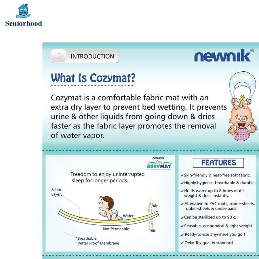 Newnik Cozymat Soft, Water-Proof & Reusable Mat (Size 70cm X 100cm)  Medium
