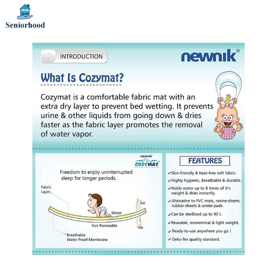 Newnik Cozymat Soft, Water-Proof & Reusable Mat (Size: 140cm X 220cm), Single Bed