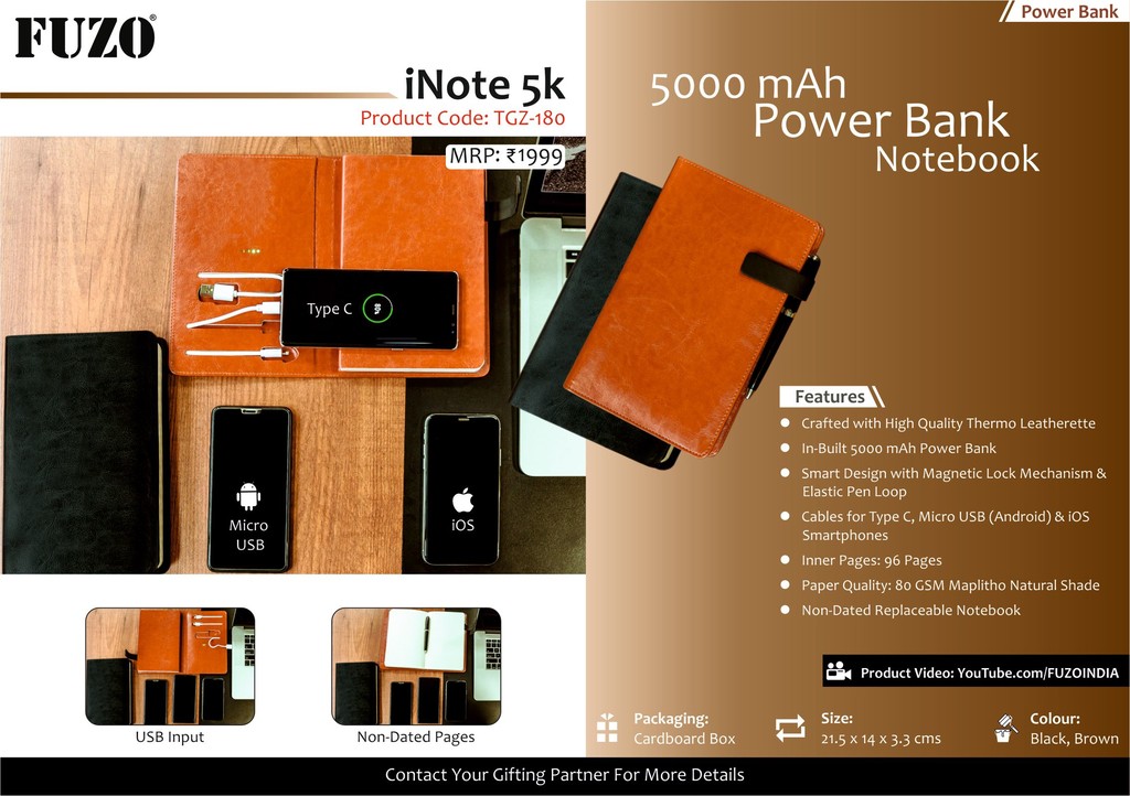 iNote 5k 5000 MAh Power Bank Notebook