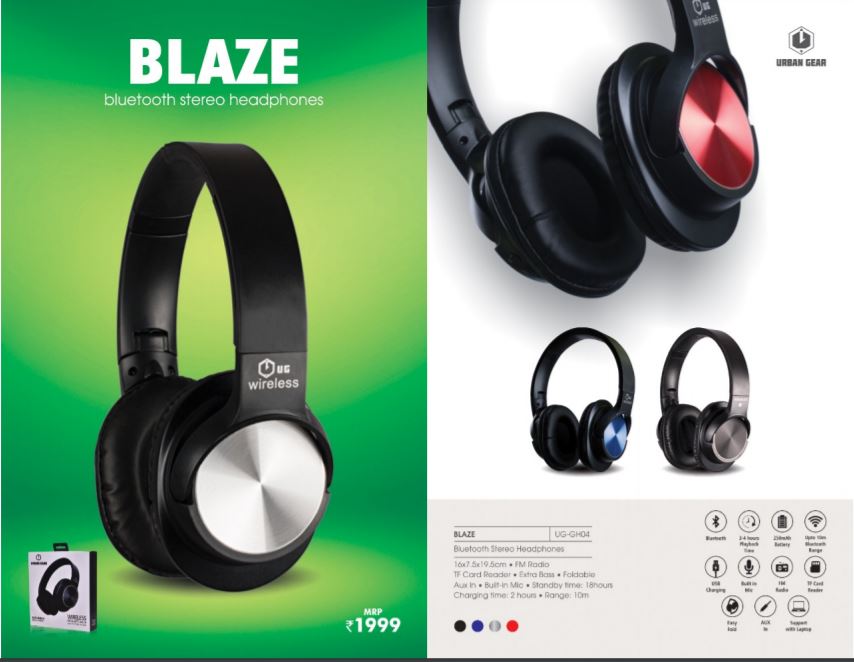 Blaze HD Wireless Bluetooth Stereo Headphones with Built in Mic, FM Radio, TF Card Support