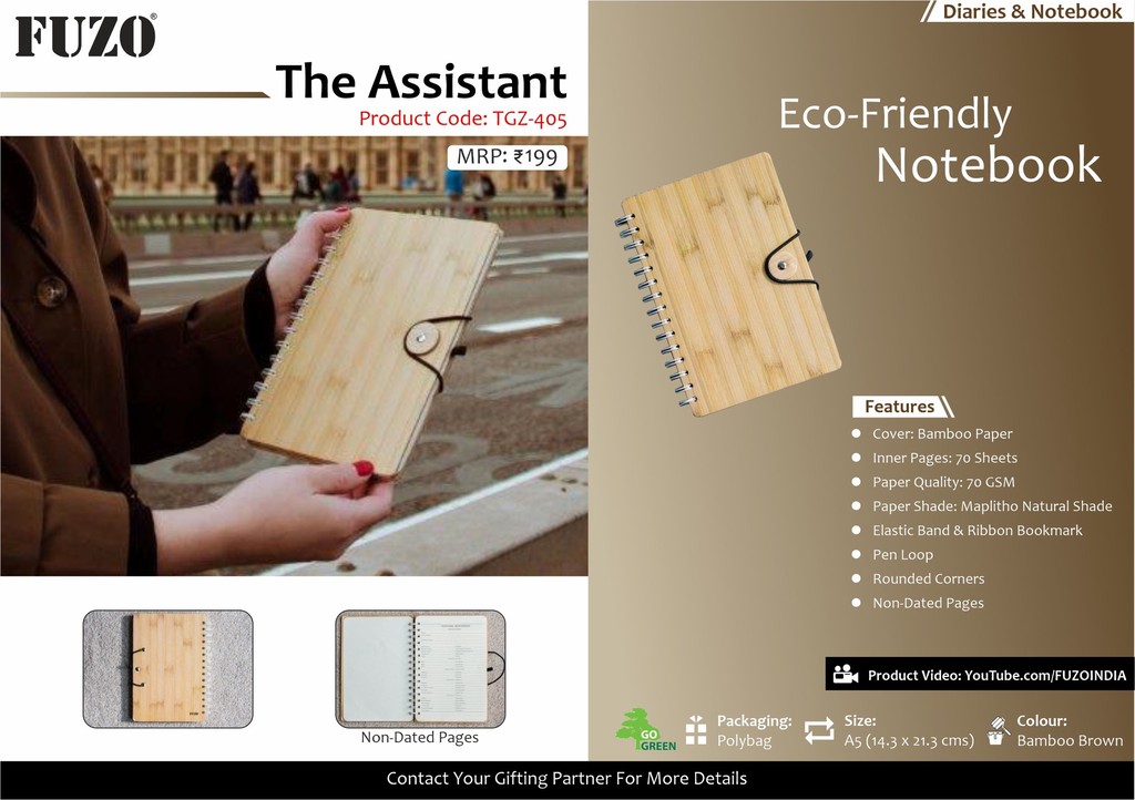 Bamboo Cover Notebook The Assistant TGZ-405