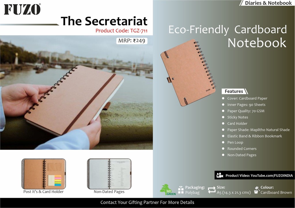 Cardboard Notebook The Secretariat Eco-Friendly TGZ-711
