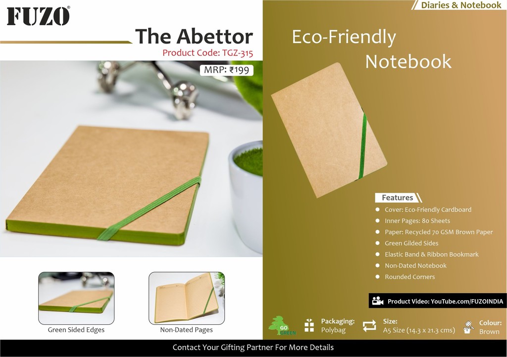 The Abettor Eco-Friendly Notebook TGZ-315