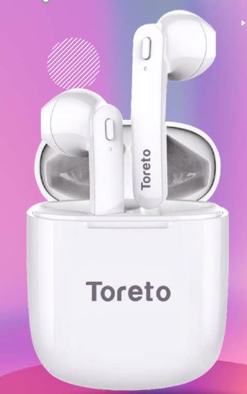 Toreto Tpods-286, True Wireless Earbuds (TWS), Bluetooth 5.0, Hi-Fi Sound, 3.5 Hours Music Time, 15-Meter Range Earbuds,Portable 500mAh