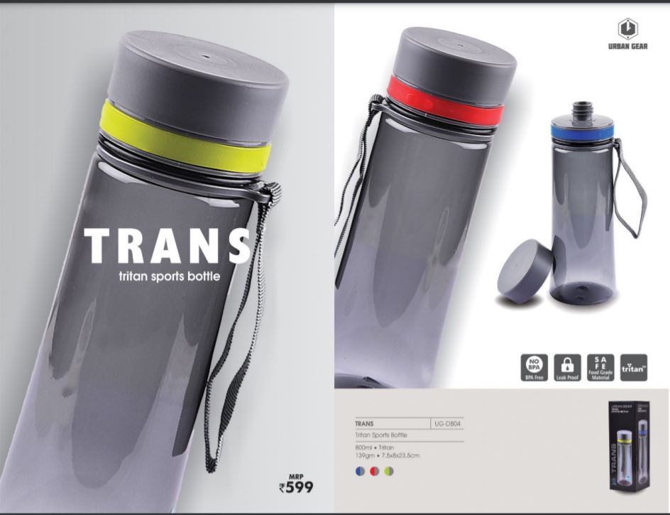 Urban Gear Tritan Sports Bottle - 800ml (BPA FREE) TRANS -Blue Color 800 ml Bottle