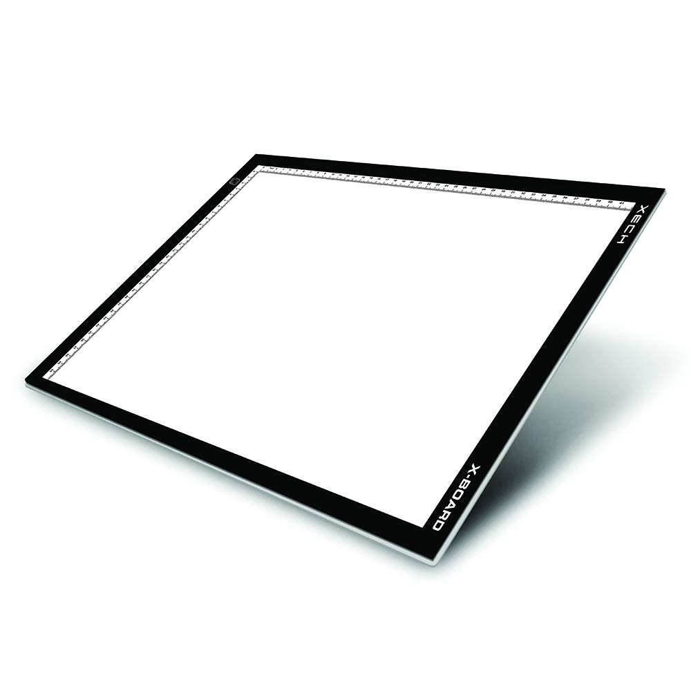 Xech LED Drawing Board X-Board A4 Size Lighted X-Ray Viewer Tracing Pad with Adjustable Brightness Touch Control & Scale Anti Dazzling for Eye Protection and Emergency Light (White)