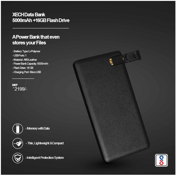 XECH Data Bank 5000mAh +16GB Flash Drive : A Power Bank that even  stores your Files