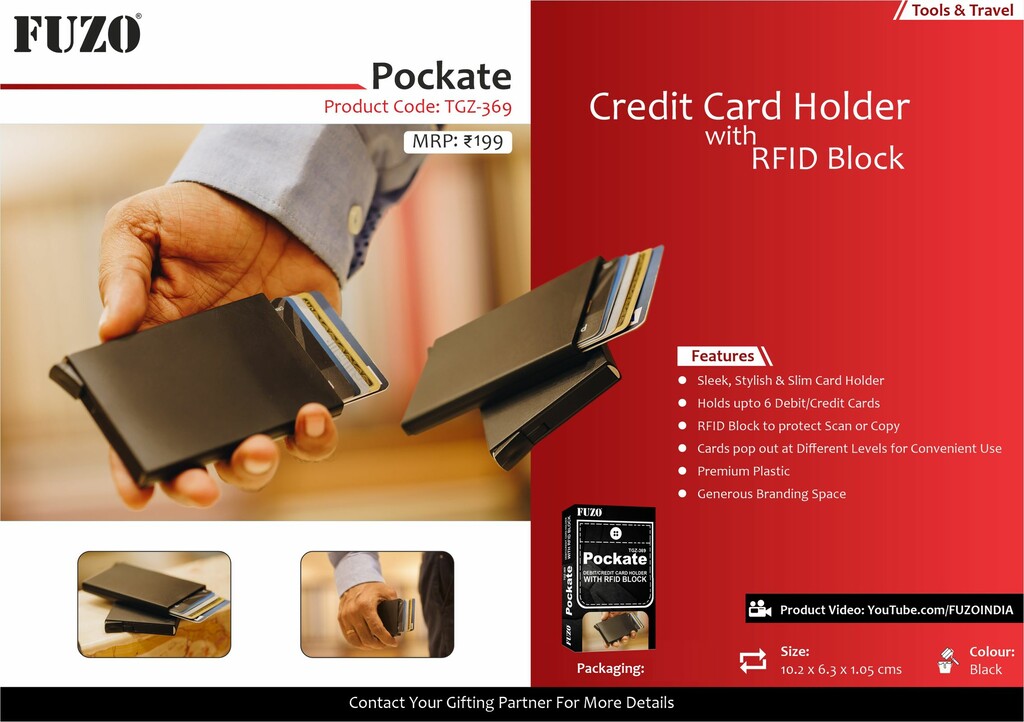 FUZO Pocket Credit Card Holder With RFID Block