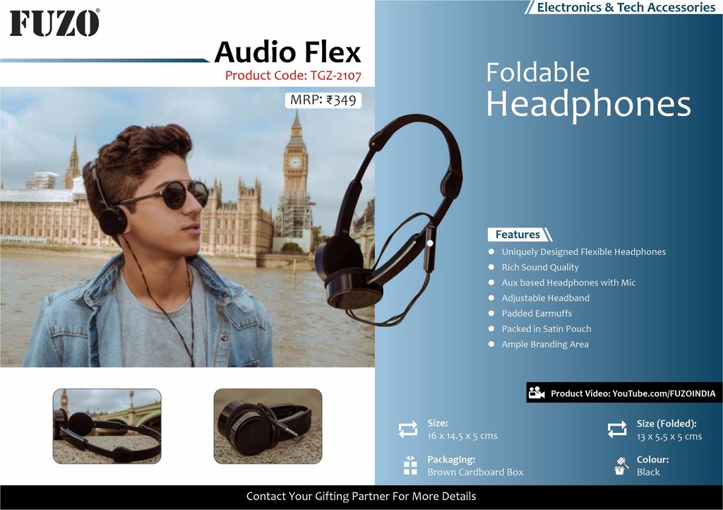 Foldable Headphones: FUZO  Audio Flex