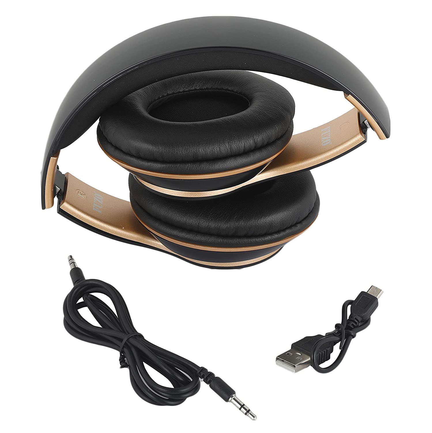 FUZO Jive Wireless Bluetooth Headphones with True Noise Isolation for High Fidelity Sound, 35 mW Audio Driver, Up to 3 to 4 Hours of Play-Time & Integrated Controls with in-Built mic - Black/Gold