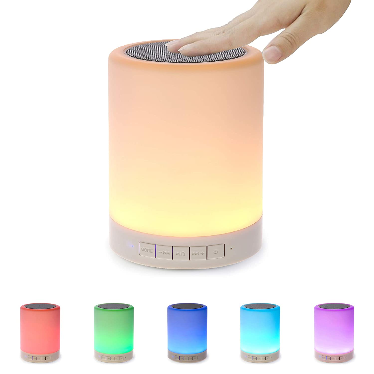 MOOD LAMP Wireless Bluetooth Speakers,Portable Multifunctional Bluetooth Speaker with Smart Touch LED Mood Lamp, Music Player / Hands-free Bluetooth Speakerphone, TF card / AUX supported, White